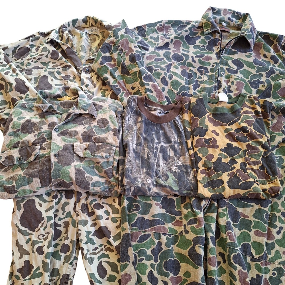 Vintage Camo Lot Coveralls T Shirts Duxbax Black Sheep Ranger Small Medium 5pcs